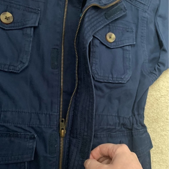 CRAZY 8 Girls Utility Cargo Jacket Below Hip Zip Up Velcro Sz S 5/6 Navy Blue - Picture 4 of 15